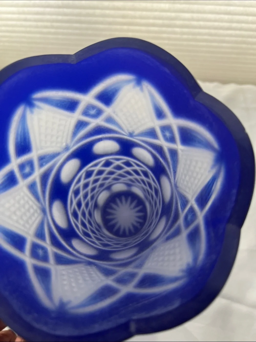 Cobalt Blue Cut Crystal Vase - Elegant Home Accent 9